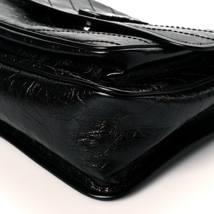 Saint Laurent Crinkled Calfskin Matelasse Monogram Medium Niki Chain Satchel Black 10 of 11