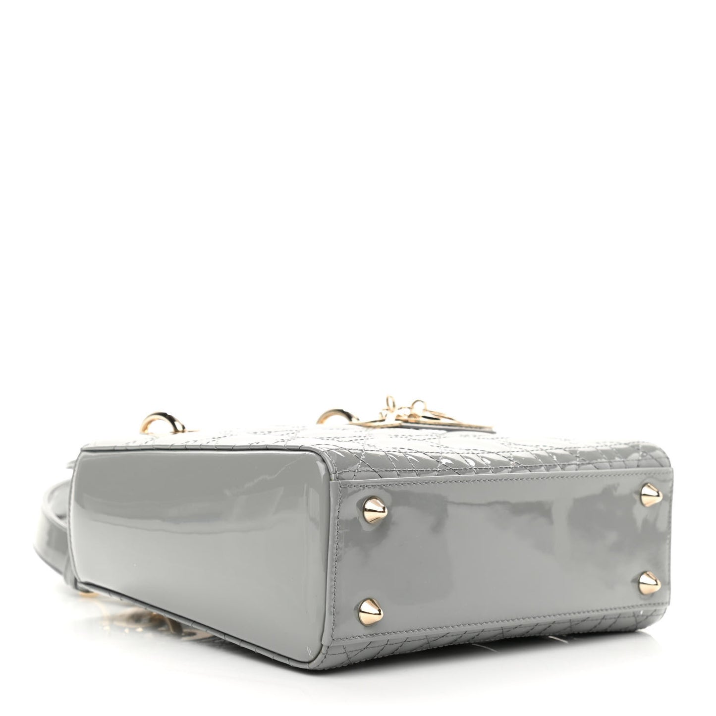 Patent Cannage Small Lady Dior Grey