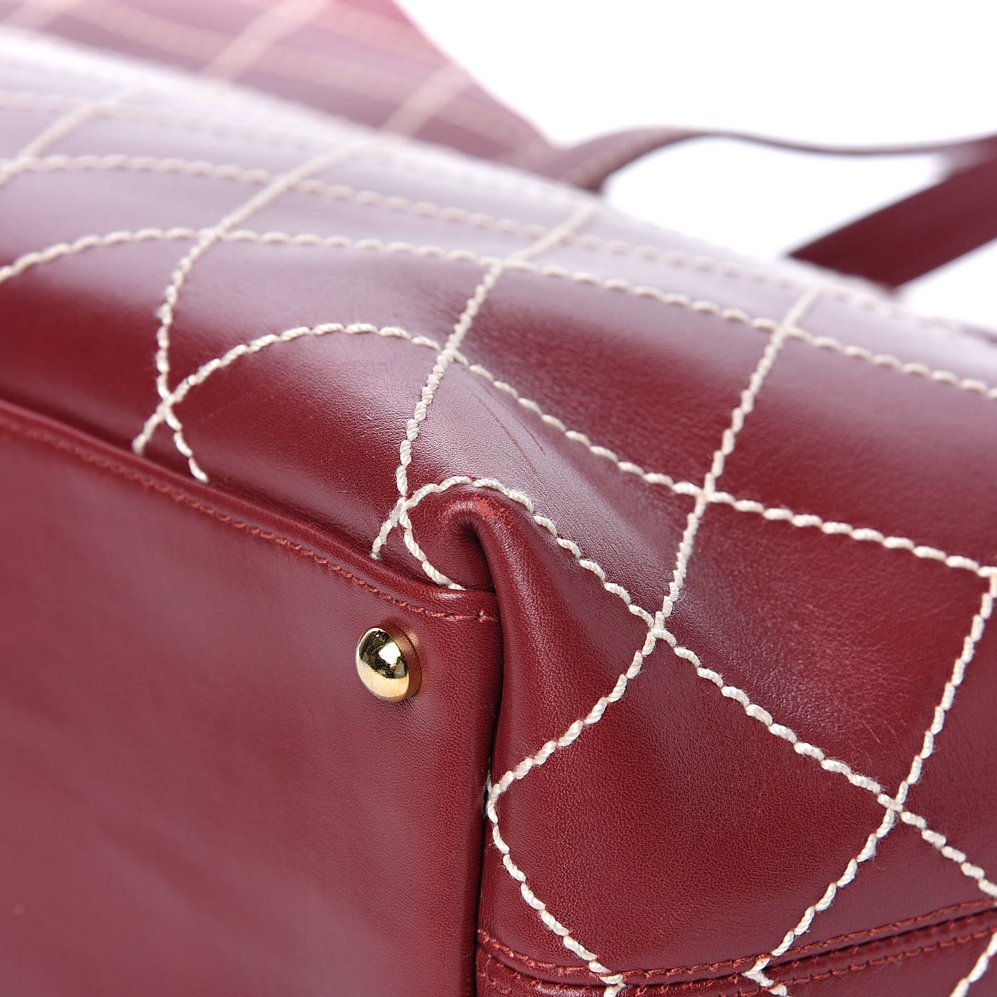 Calfskin Wild Stitch Large Tote Burgundy