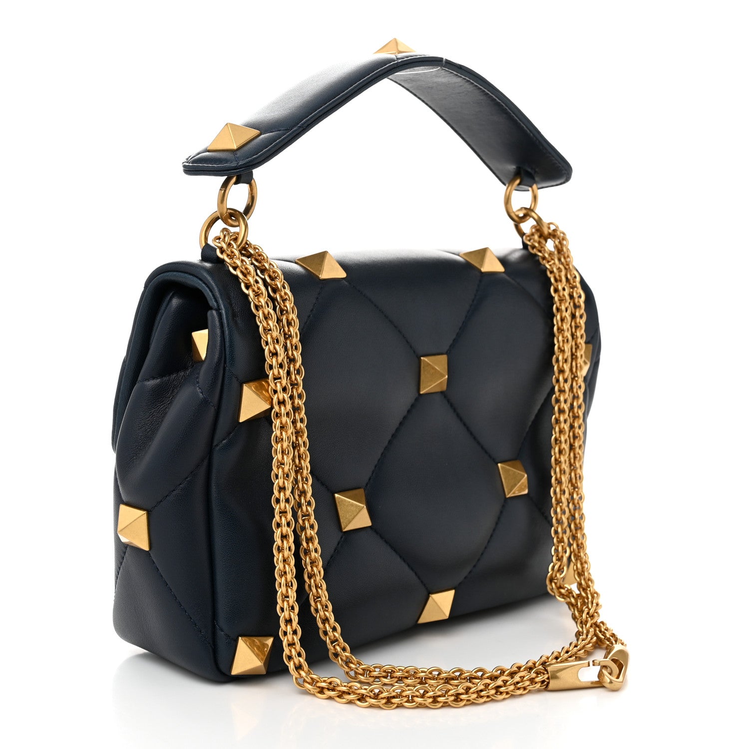 Valentino Garavani Nappa Large Roman Stud Shoulder Bag Marine 3 of 9