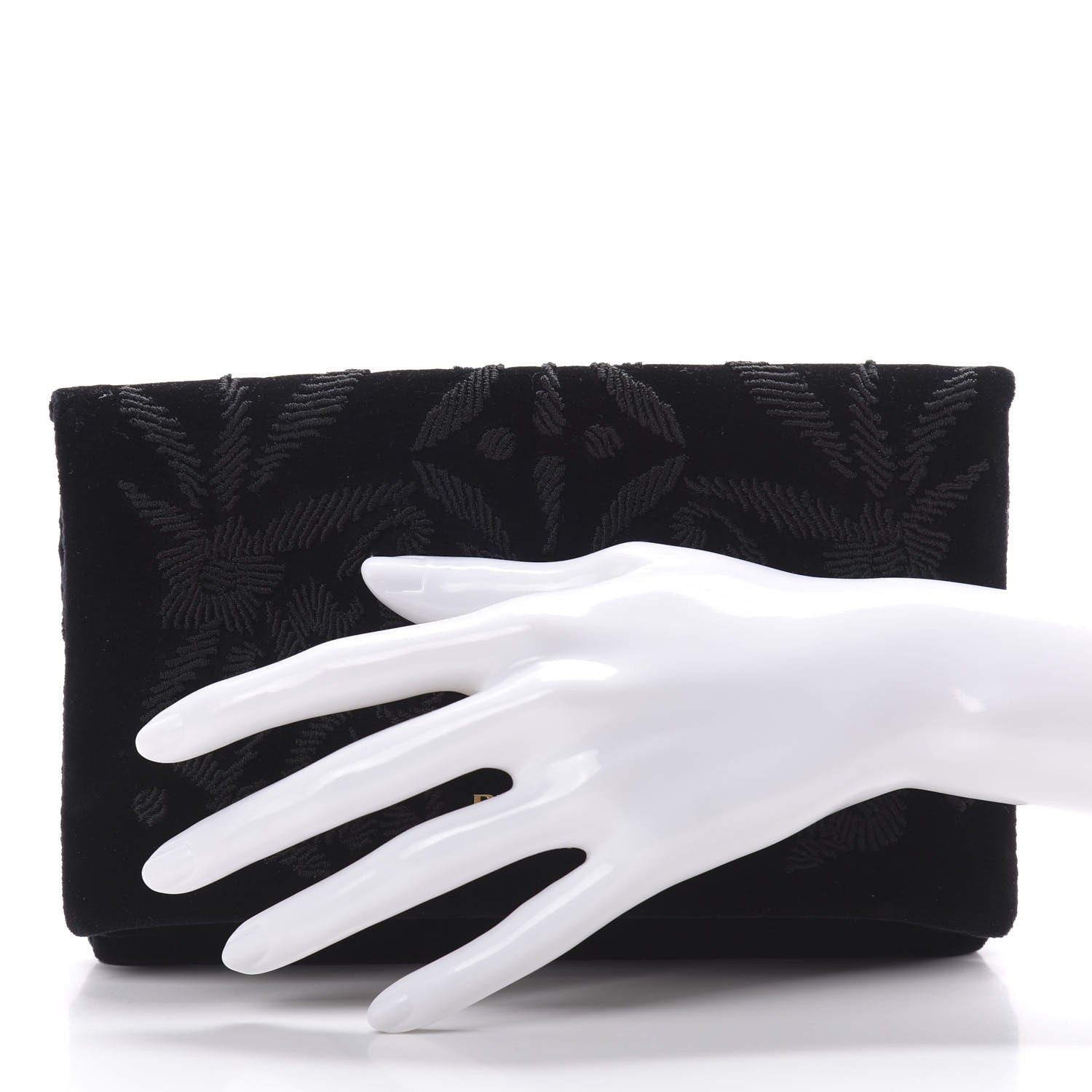 Prada Velluto Velvet Embroidered Flap Clutch Black 2 of 6