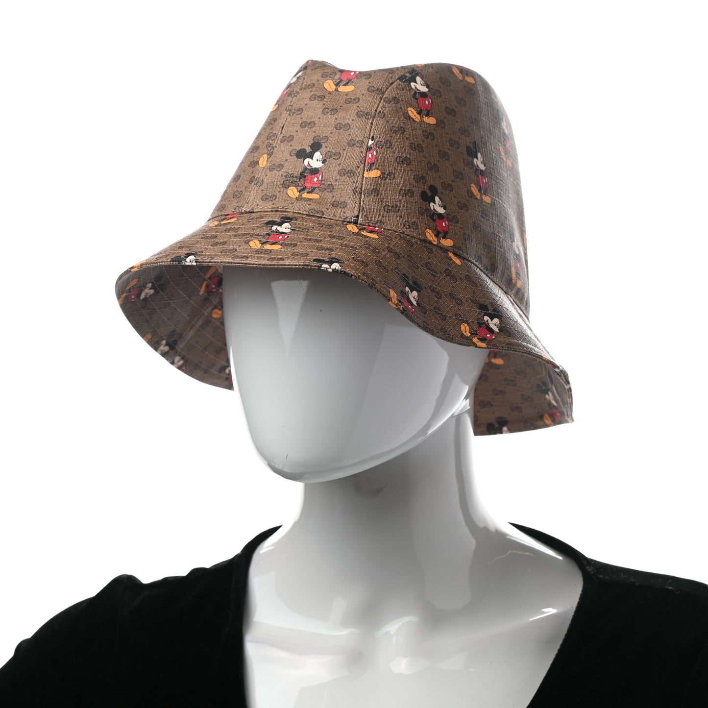 X DISNEY Mini Vintage GG Supreme Monogram Mickey Mouse Trent Bucket Hat L Beige Ebony Yellow