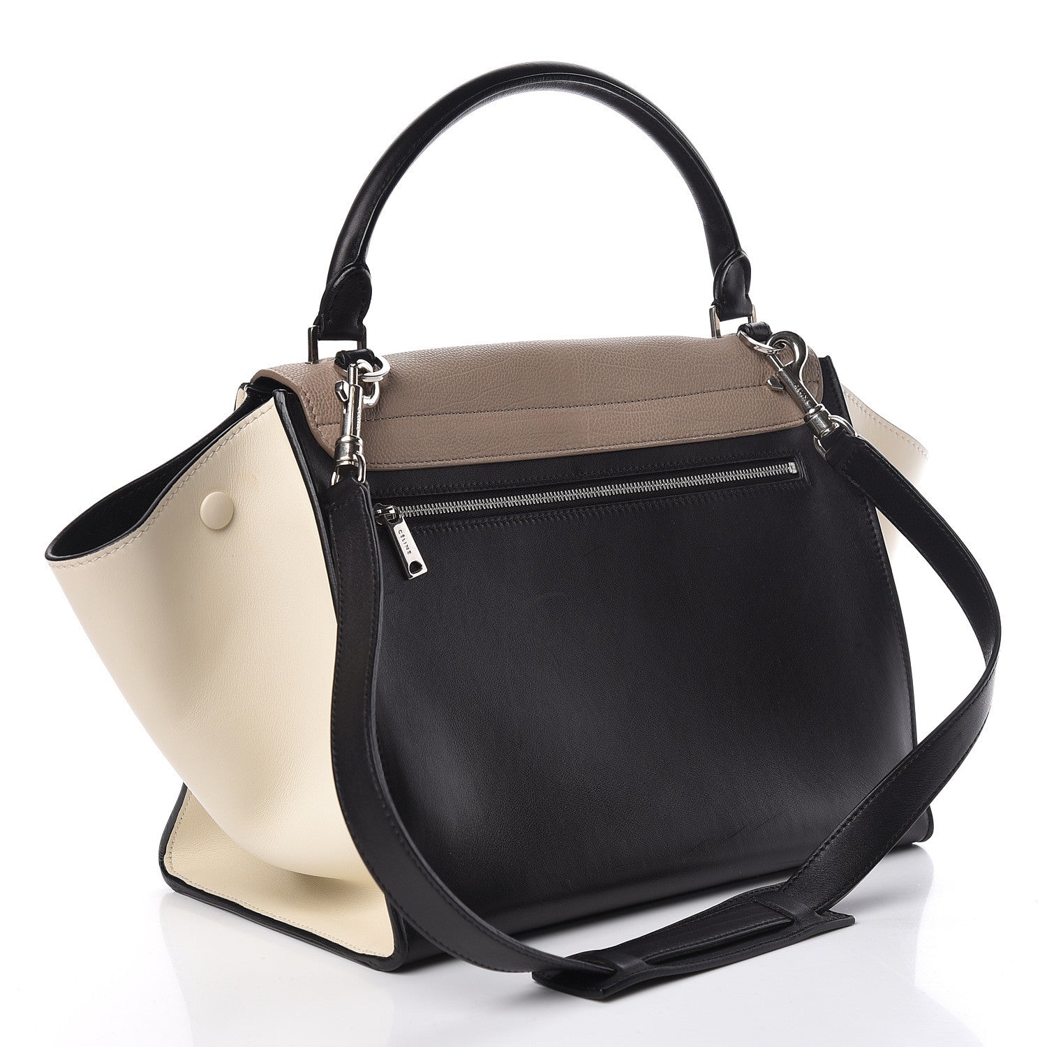 Celine Drummed Calfskin Medium Tri-Color Trapeze Light Khaki 4 of 25