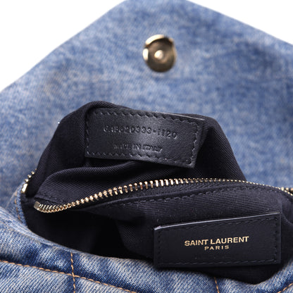 Saint Laurent Denim Quilted Toy Loulou Puffer Monogram Chain Satchel Rodeo Blue 9 of 12