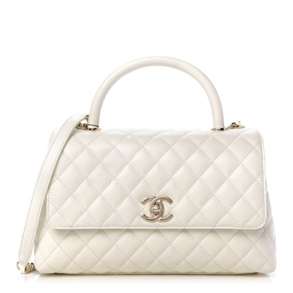 Chanel Caviar Quilted Small Coco Handle Flap White 1 of 11