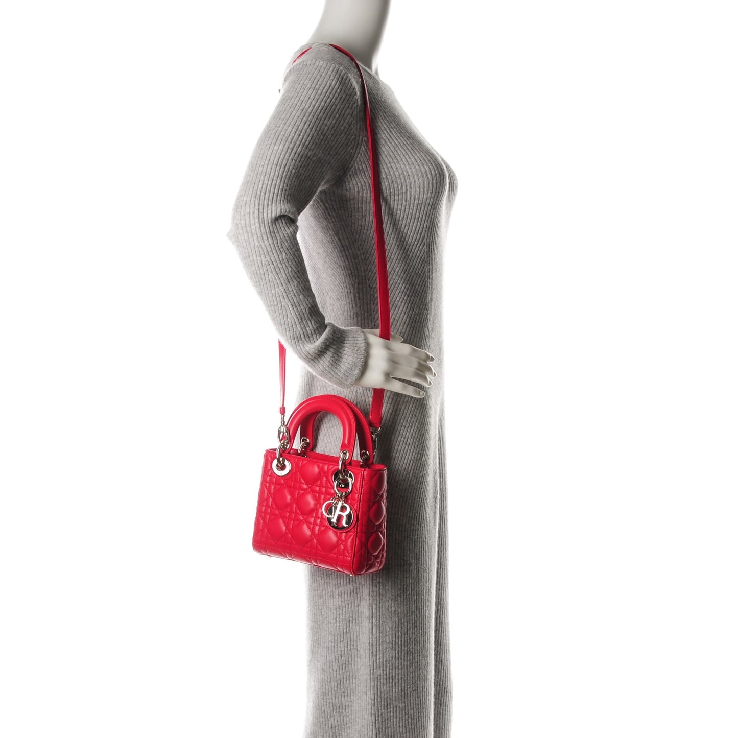 Lambskin Cannage Mini Lady Dior Red