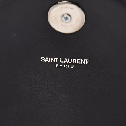 Saint Laurent Calfskin Monogram Chevron Studded Shoulder Bag Black 6 of 13