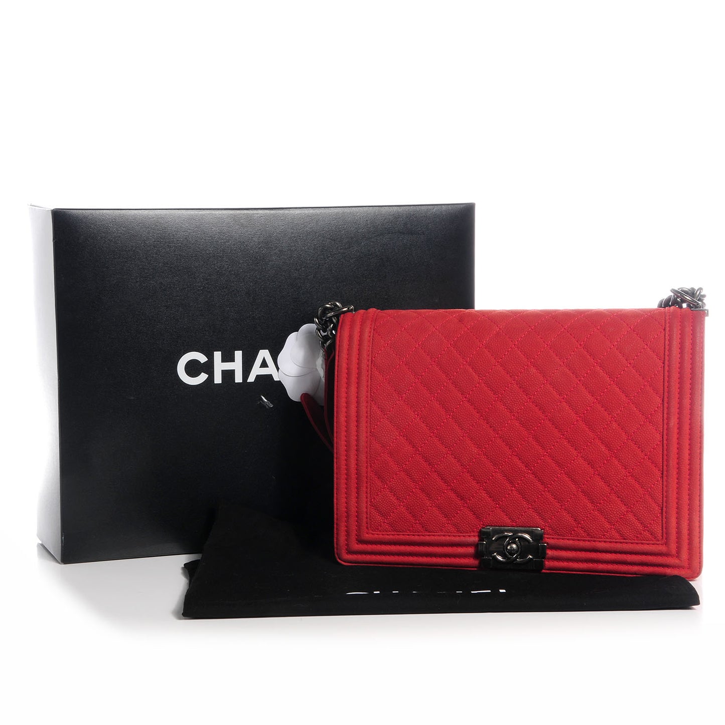 Iridescent Caviar Large Boy Flap Red