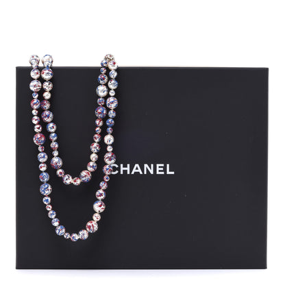Chanel Pearl CC Graffiti Long Necklace Red White Blue Gold 6 of 6