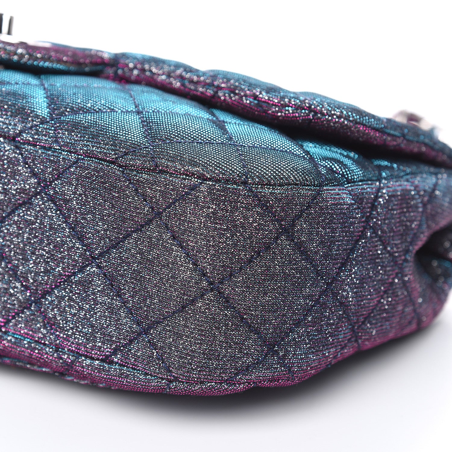Chanel Iridescent Glitter Fabric Jumbo Single Flap Multicolor 11 of 12