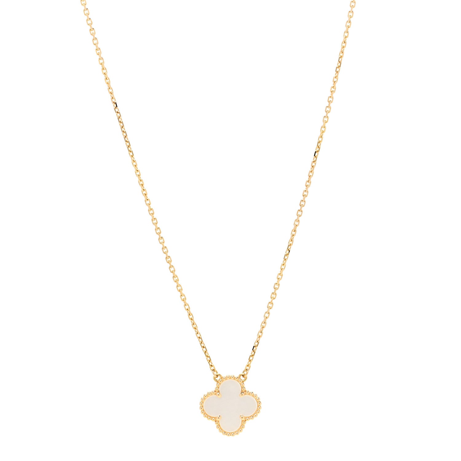 Van Cleef & Arpels 18K Yellow Gold Mother of Pearl Vintage Alhambra Pendant Necklace 1 of 5