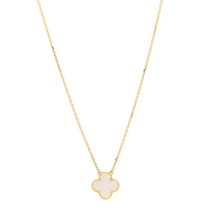 Van Cleef & Arpels 18K Yellow Gold Mother of Pearl Vintage Alhambra Pendant Necklace 1 of 5