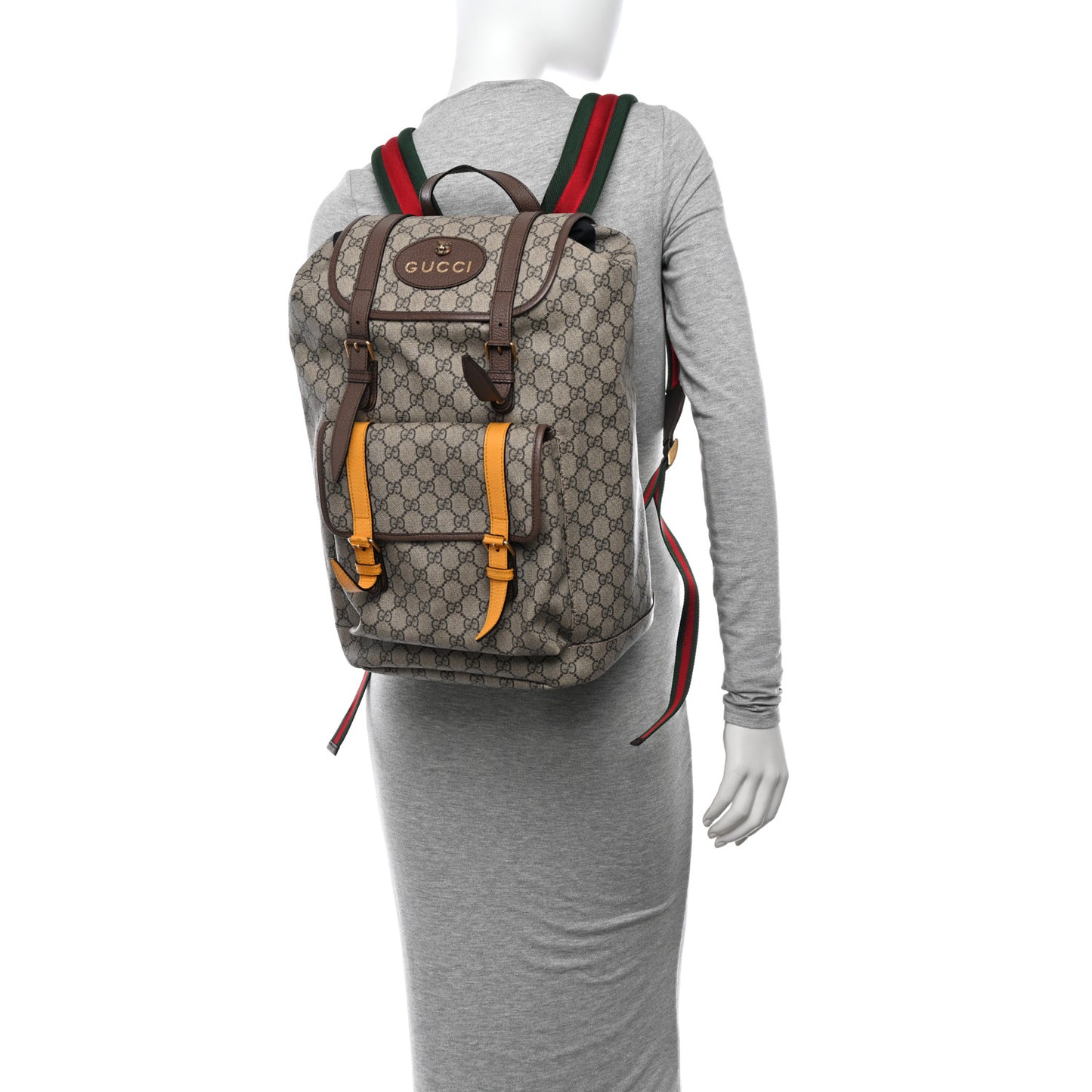 Soft GG Supreme Monogram Neo Vintage Double Buckle Backpack Beige New Acero Crop