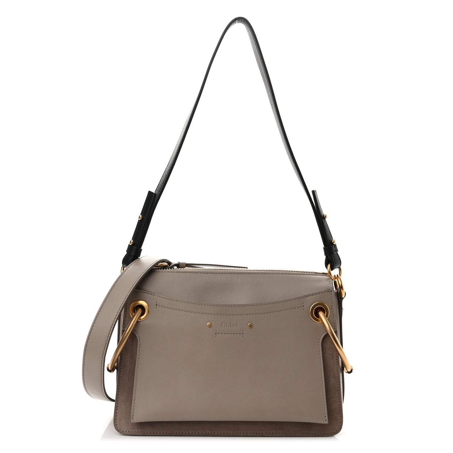 Calfskin Suede Small Roy Bag Motty Grey