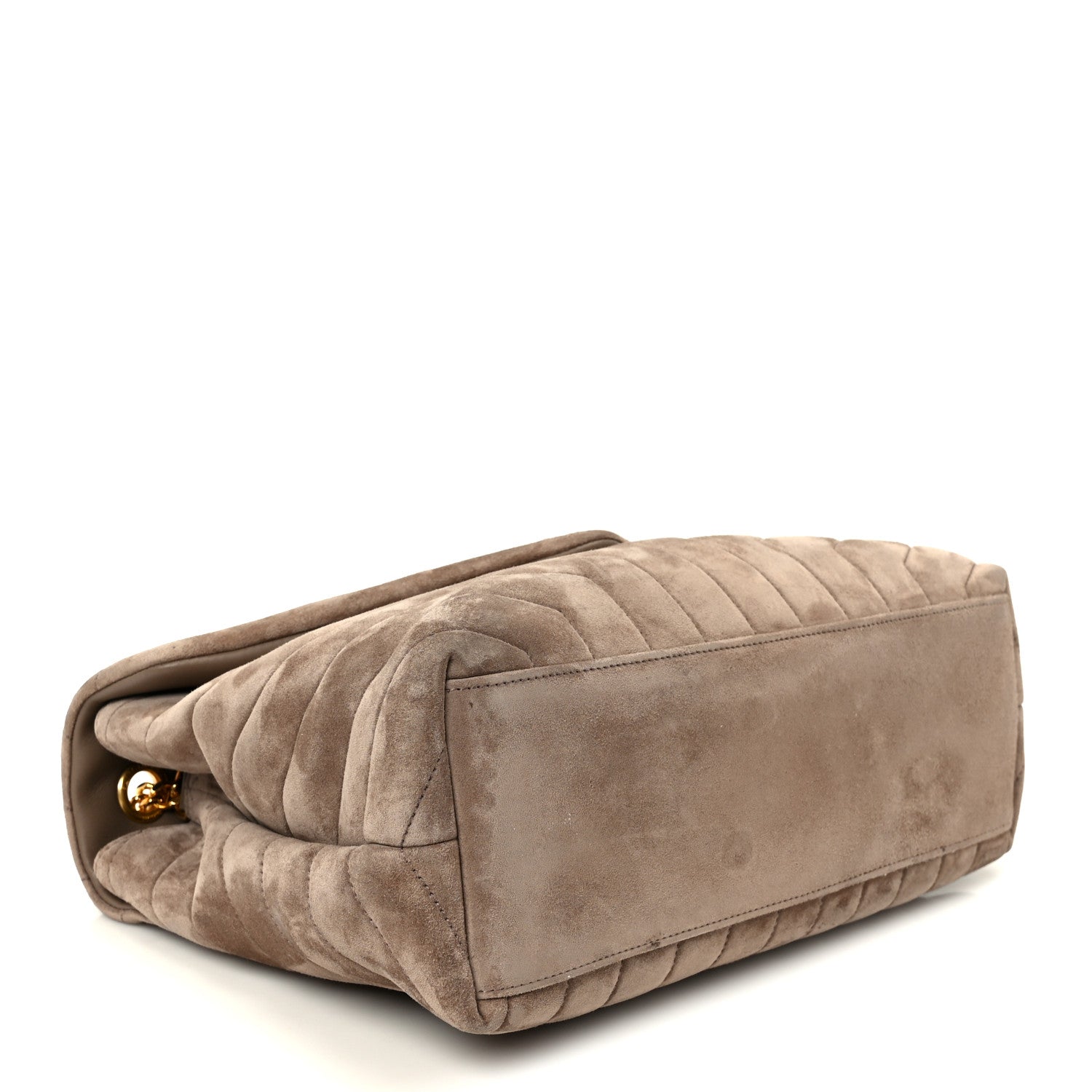 Saint Laurent Suede Y Quilted Monogram Medium Loulou Chain Satchel Taupe 4 of 11