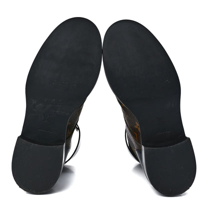 Louis Vuitton Calfskin Monogram Wonderland Flat Ranger Boots 39 Black 5 of 8