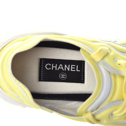 Chanel Calfskin Mesh Lycra Logo Sneakers 42 Yellow 5 of 6