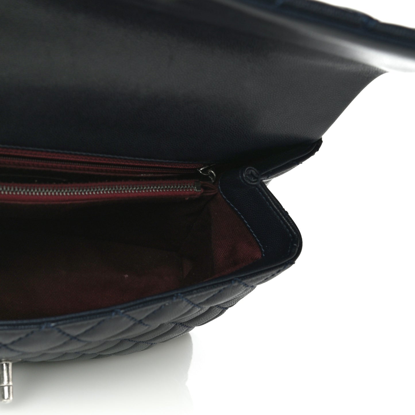 Caviar Quilted Medium Coco Handle Flap Navy Blue