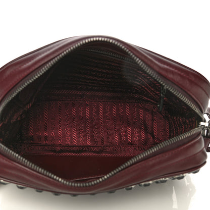 Prada Soft Calfskin Crystal Impunture Camera Bag Granato 5 of 13