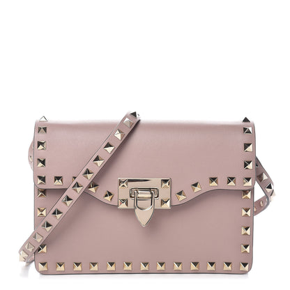 Valentino Garavani Vitello Rockstud Shoulder Flap Bag Poudre 1 of 9