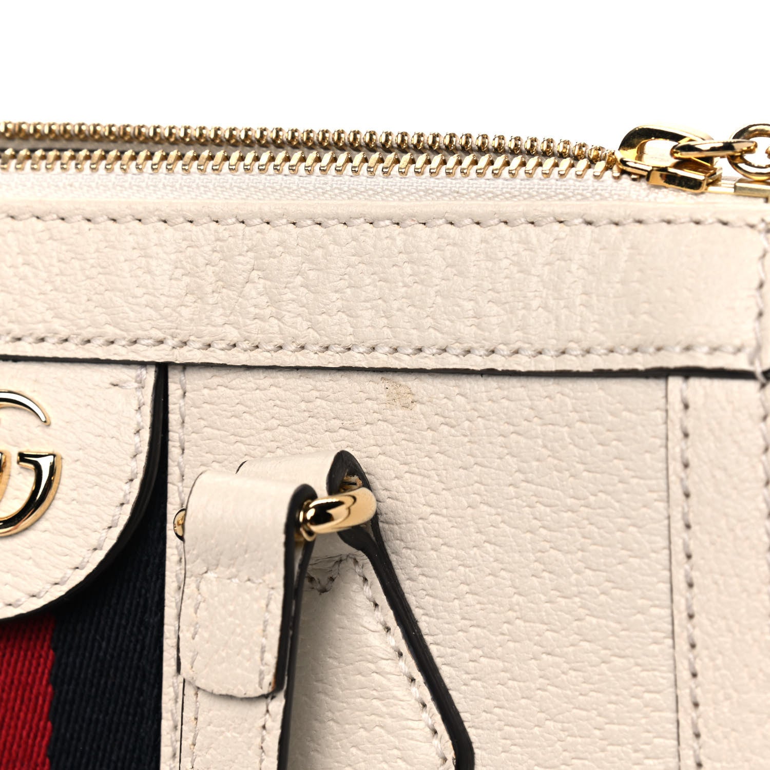 Gucci Textured Calfskin Web Small Ophidia Tote Bag Mystic White 6 of 7