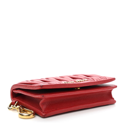 Miu Miu Nappa Matelasse Flap Card Holder Key Ring Fuoco 4 of 11