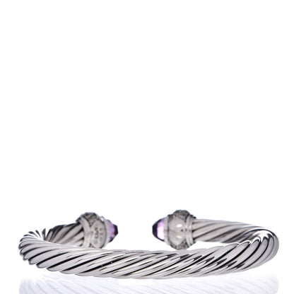 David Yurman Sterling Silver Diamond Amethyst 7mm Moonlight Ice Cable Bracelet 3 of 4