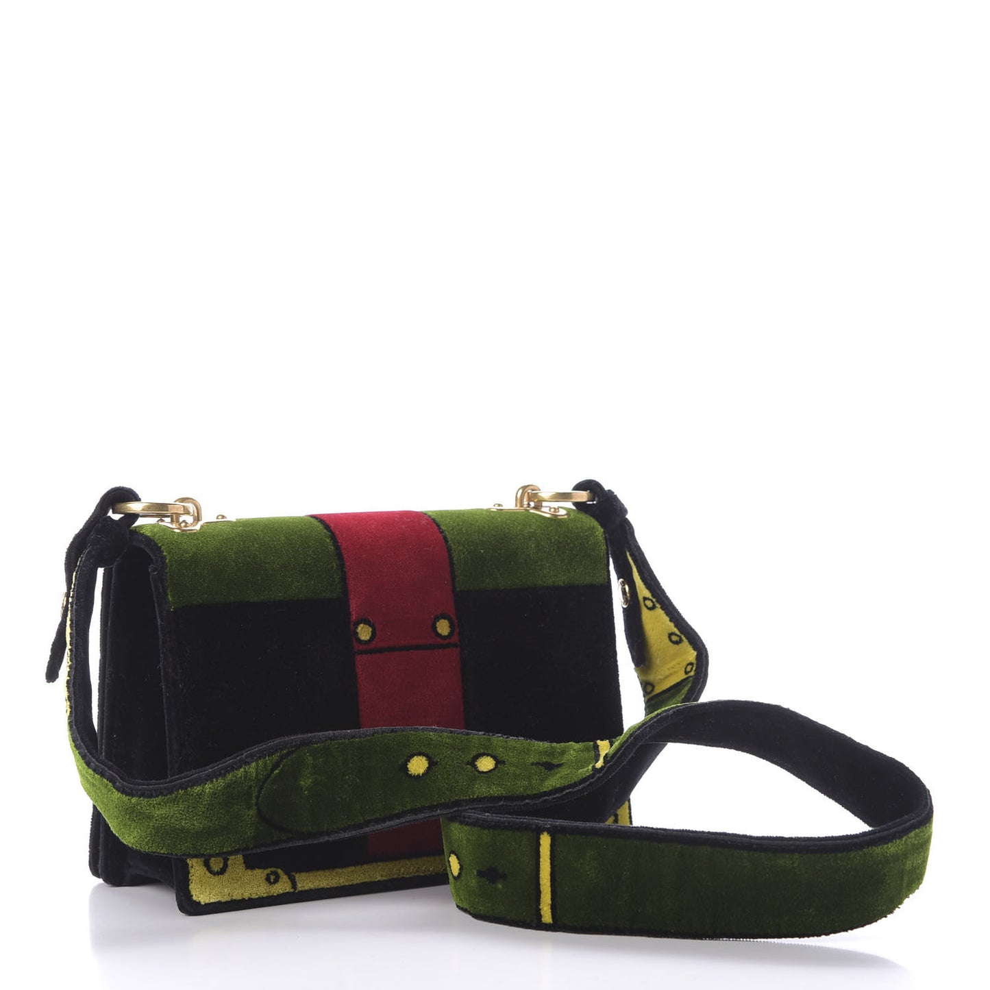 Velluto Ricamo Cahier Shoulder Bag Black