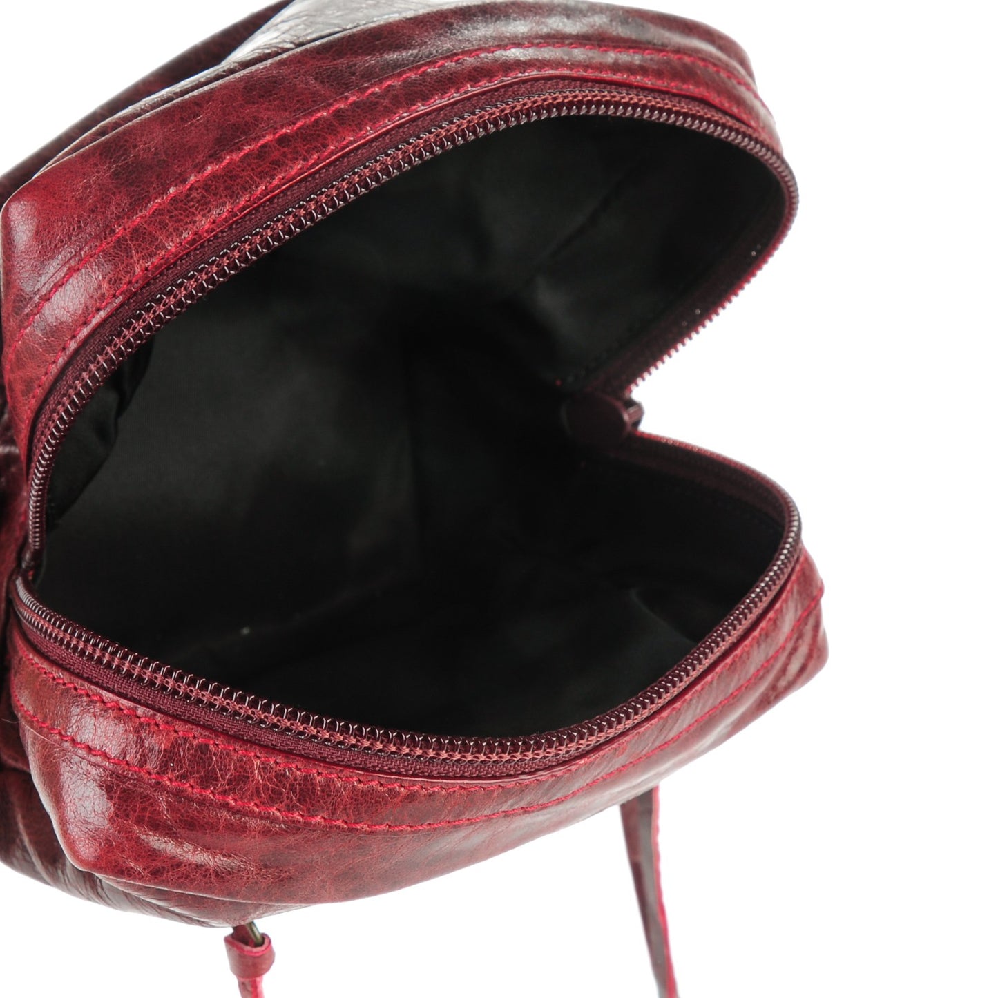 Chevre Classic Hardware Toilette Cosmetic Pouch Rouge Grenat