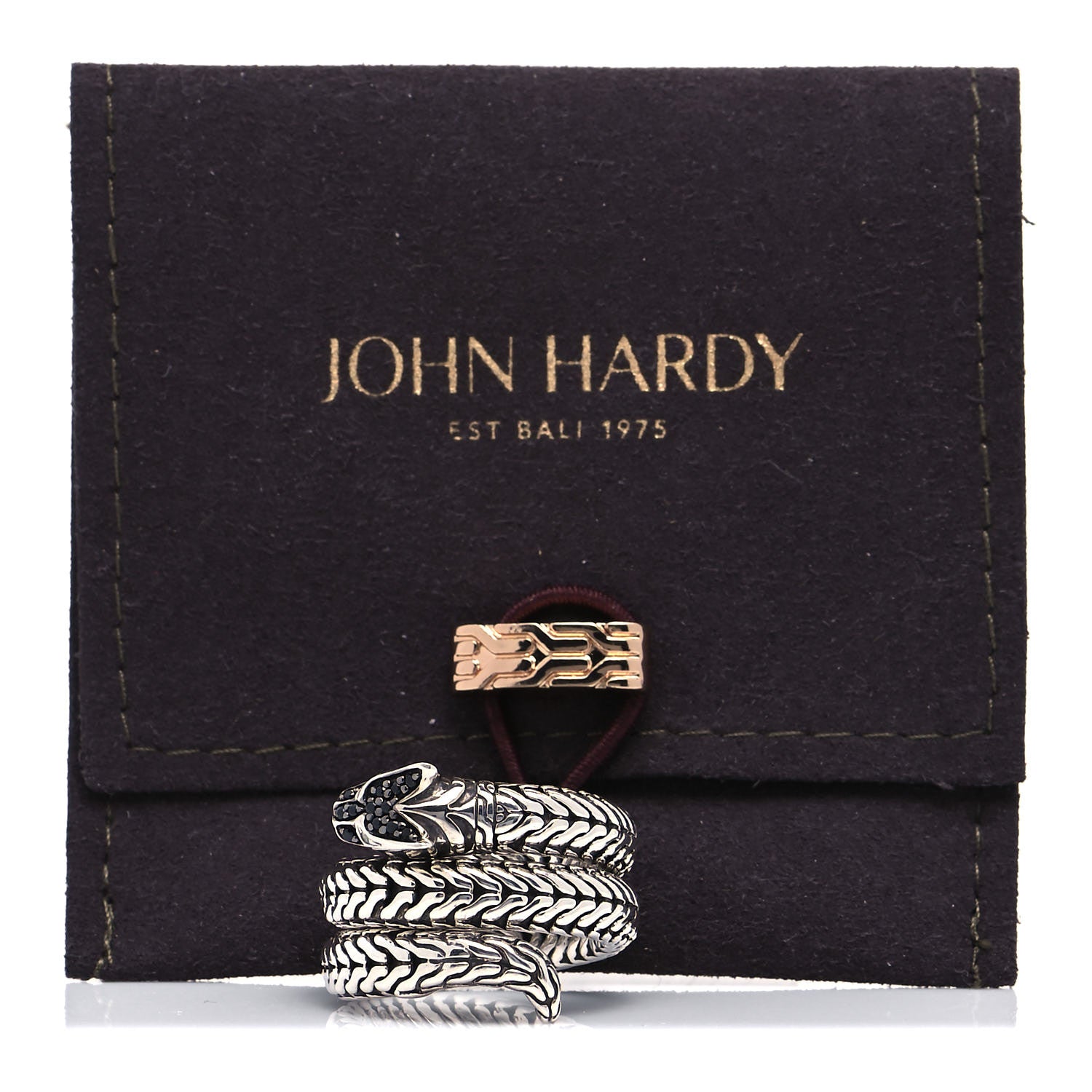 John Hardy Sterling Silver Black Sapphire Naga Dragon Coil Ring 54 7 5 of 5