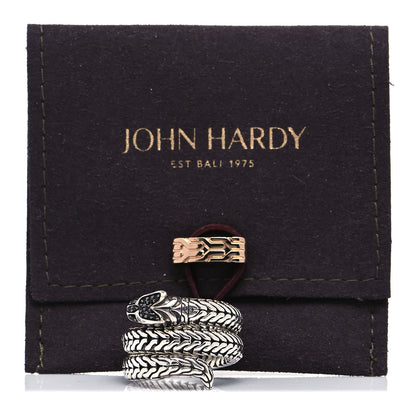 John Hardy Sterling Silver Black Sapphire Naga Dragon Coil Ring 54 7 5 of 5