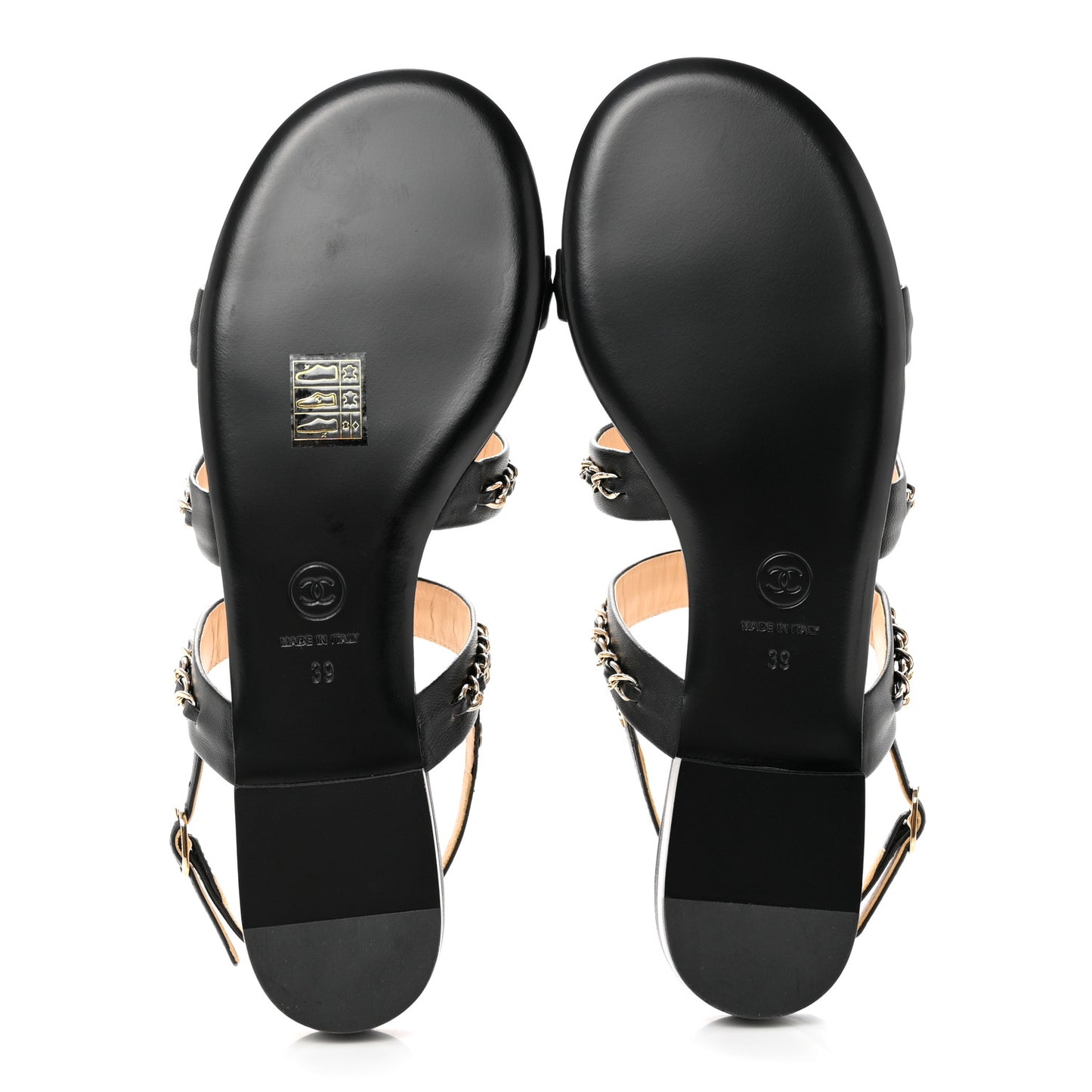 Lambskin Chain Sandals 39 Black