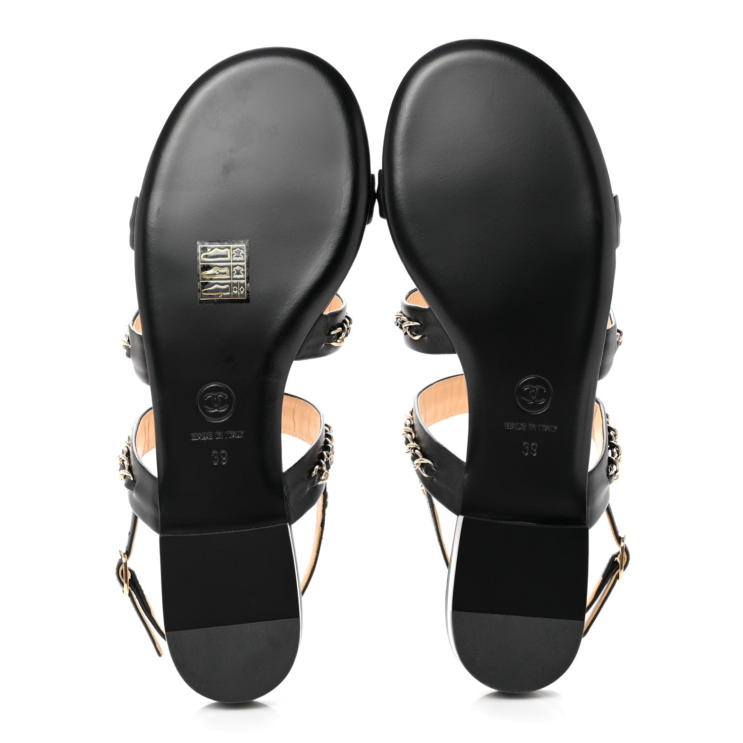 Chanel Lambskin Chain Sandals 39 Black 5 of 9