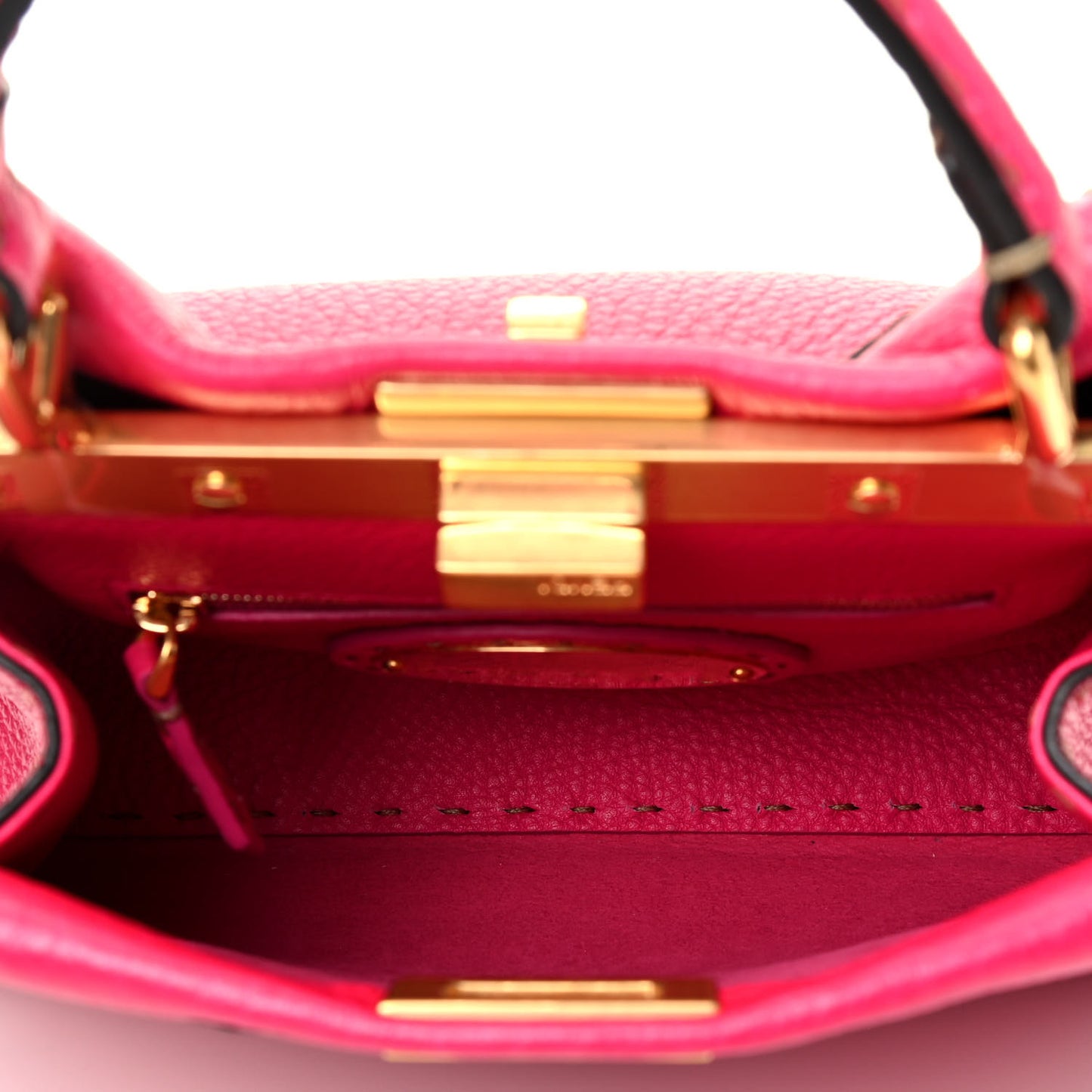 Cuoio Romano Selleria Mini Peekaboo Iconic Satchel Fuxia