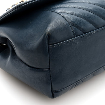 Chanel Calfskin Quilted Medium Daily Chevron Flap Navy Blue 9 of 10