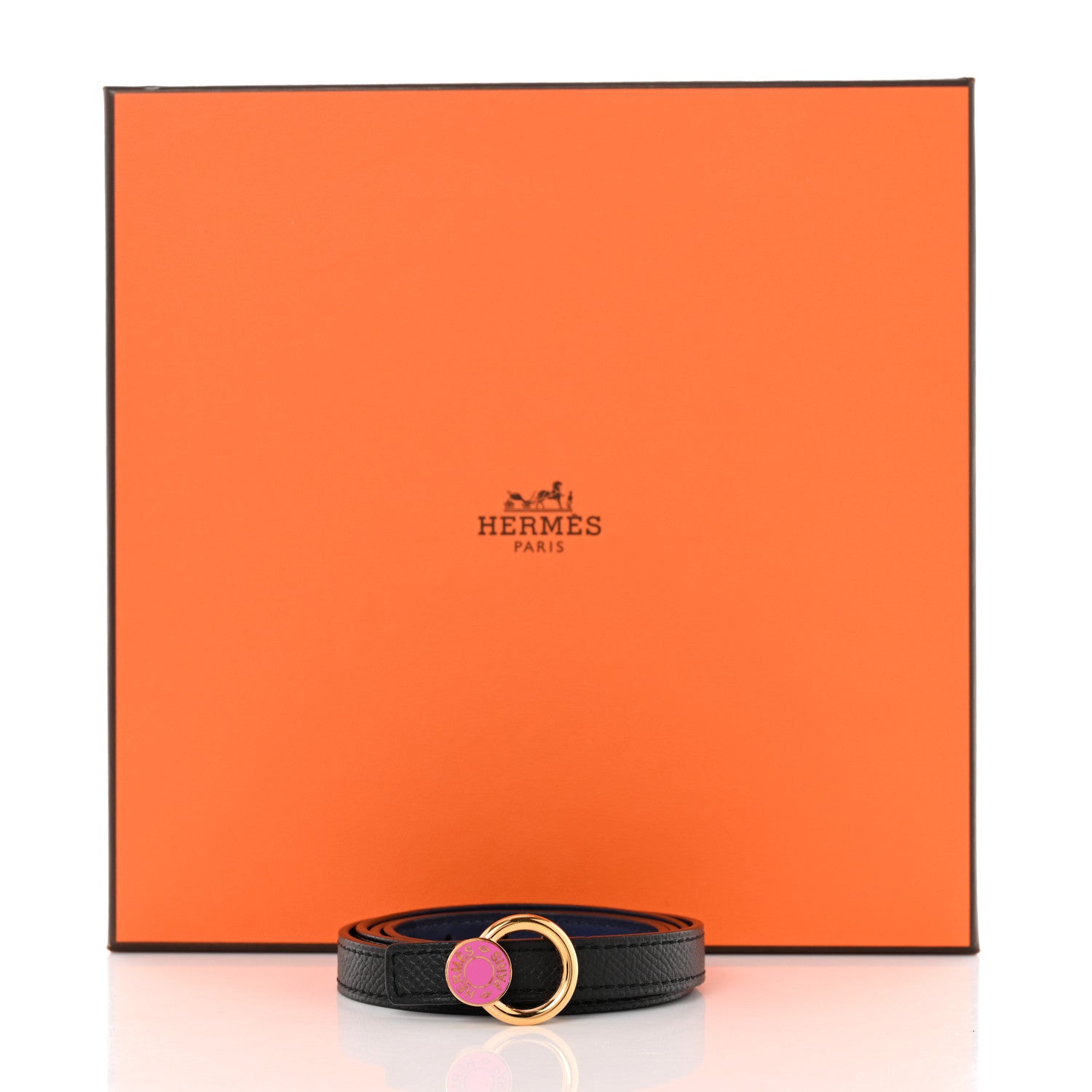 Hermes Swift Epsom 13mm Mini Laquee Reversible Belt 85 Black Bleu Saphir 9 of 9