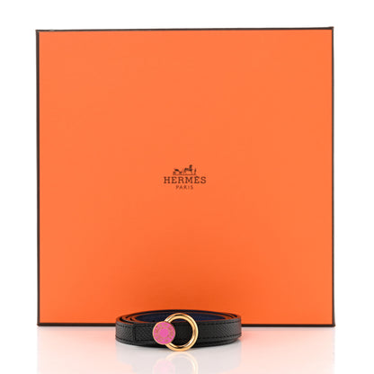 Hermes Swift Epsom 13mm Mini Laquee Reversible Belt 85 Black Bleu Saphir 9 of 9