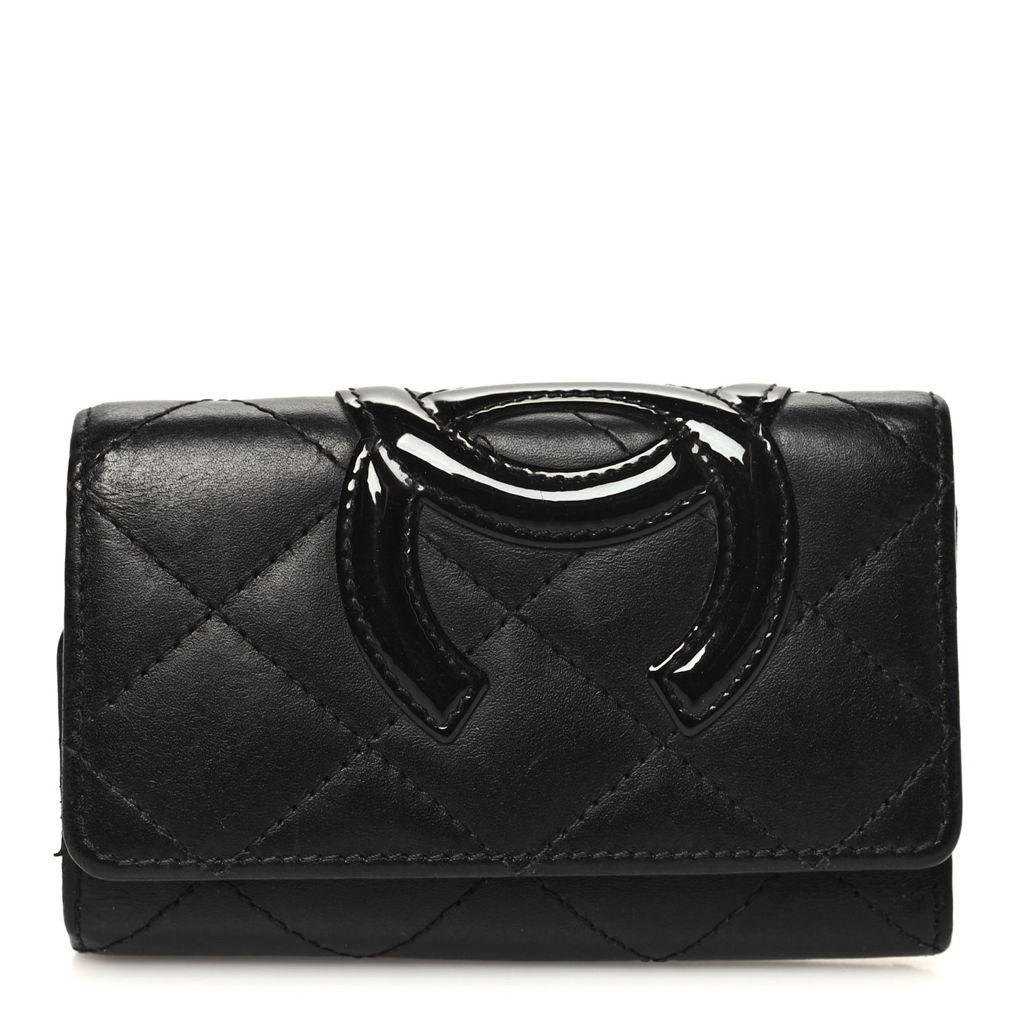 Calfskin Quilted Cambon 6 Key Holder Black