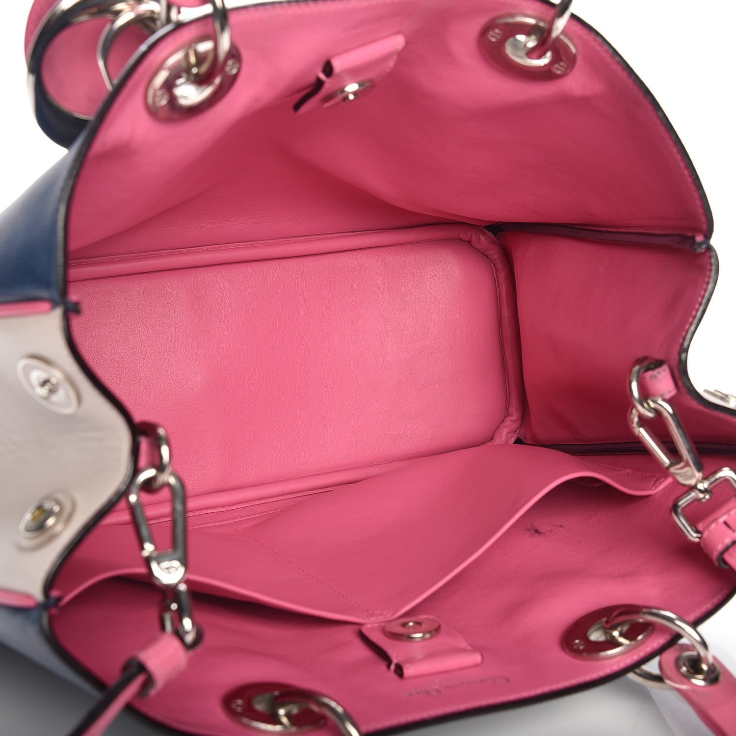 Christian Dior Smooth Calfskin Medium Tri-Color Diorissimo Bag Navy Pink 6 of 21