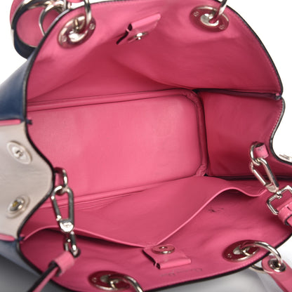 Christian Dior Smooth Calfskin Medium Tri-Color Diorissimo Bag Navy Pink 6 of 21