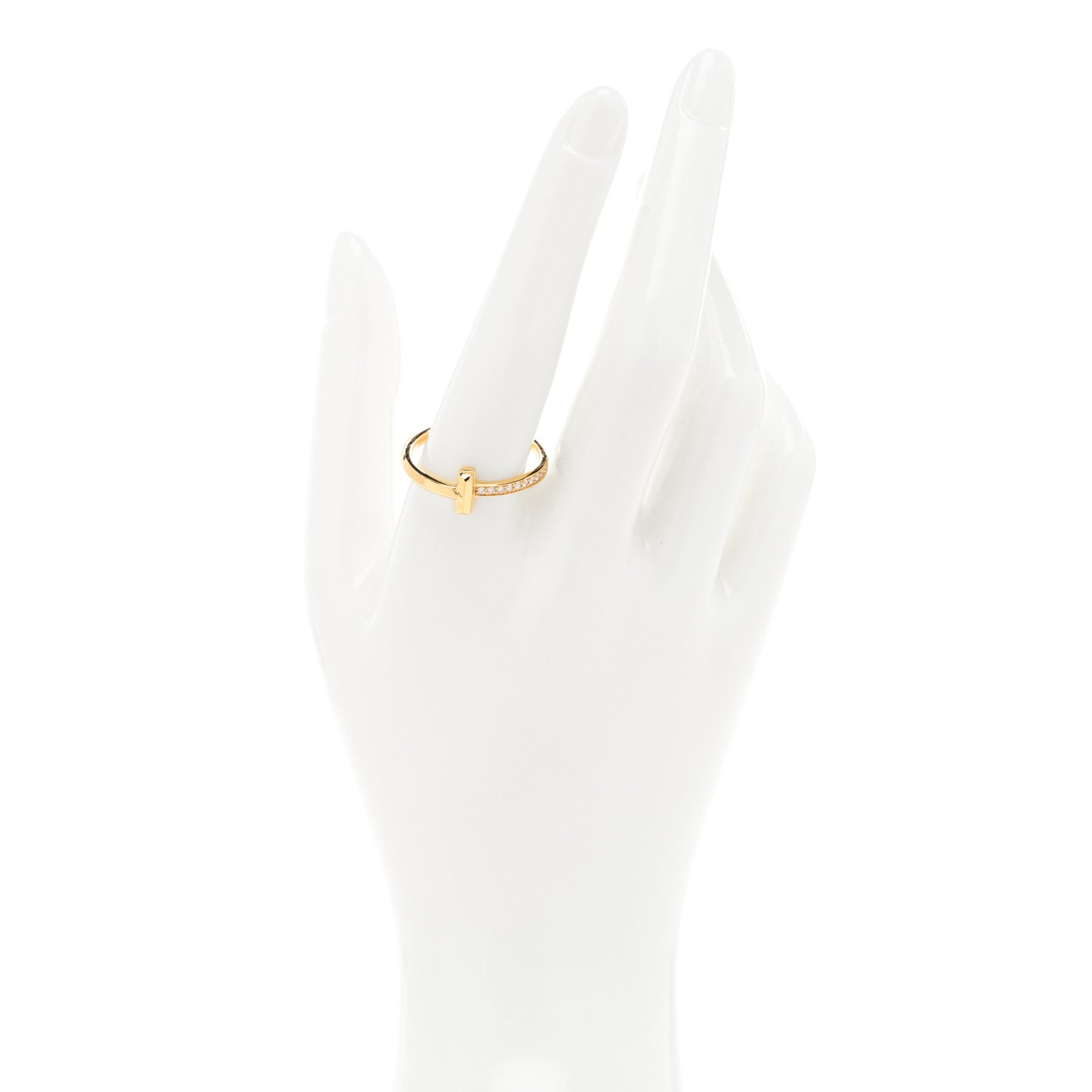 Tiffany 18K Yellow Gold Diamond 2.5mm T T1 Ring 63 10.25 2 of 4