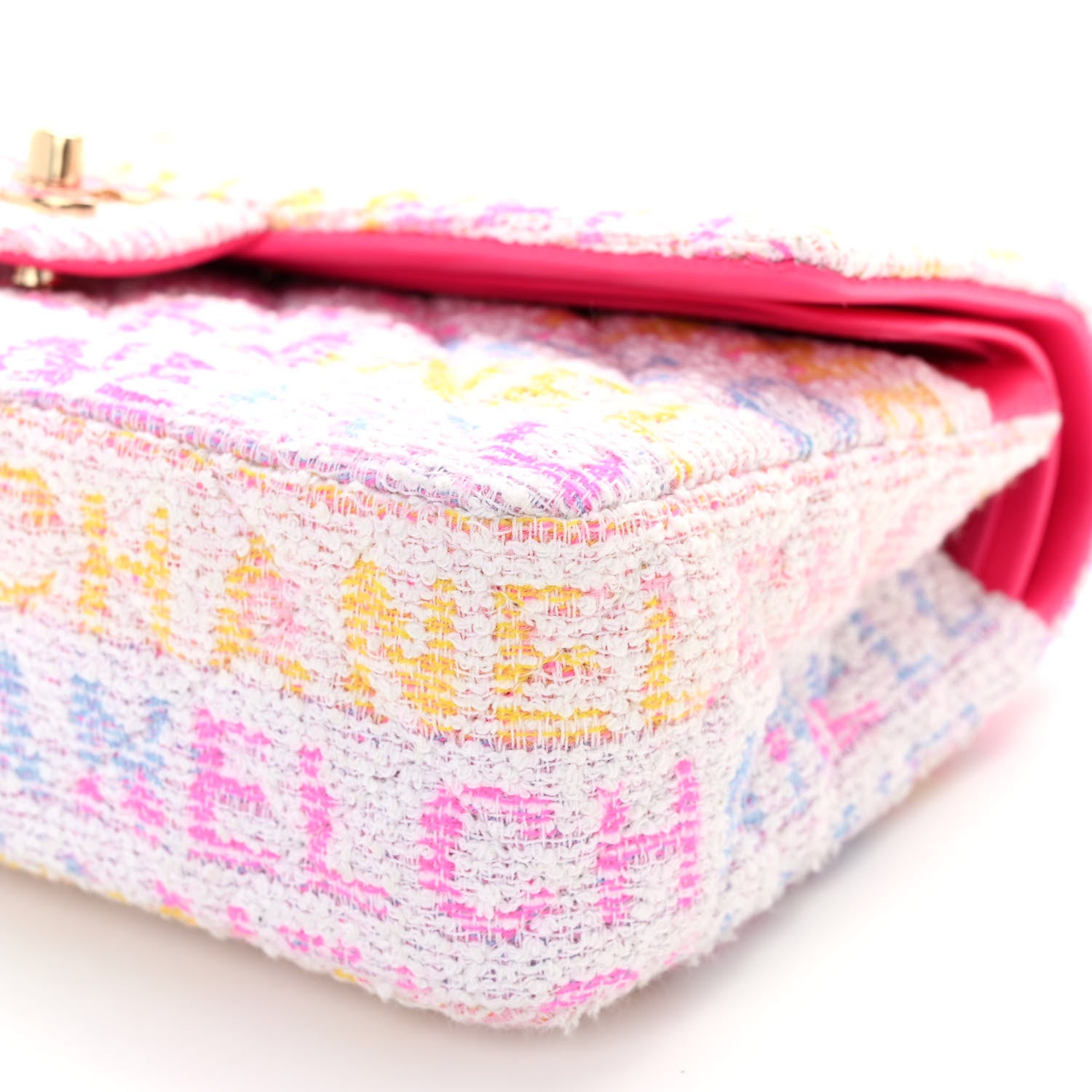 Chanel Tweed Quilted Medium Double Flap Pink Multicolor 10 of 10