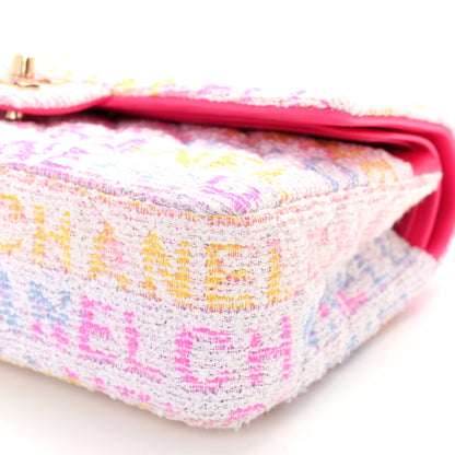 Chanel Tweed Quilted Medium Double Flap Pink Multicolor 10 of 10