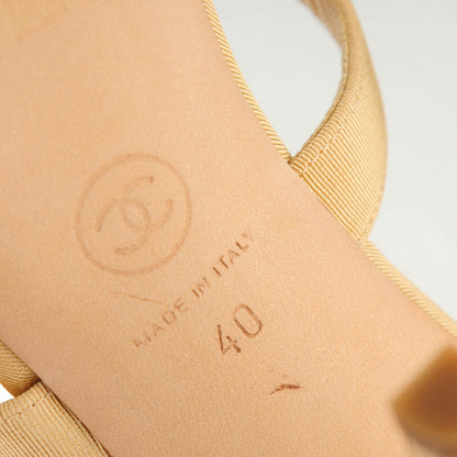 Chanel Grosgrain Pearl Sandals 40 Beige 7 of 8