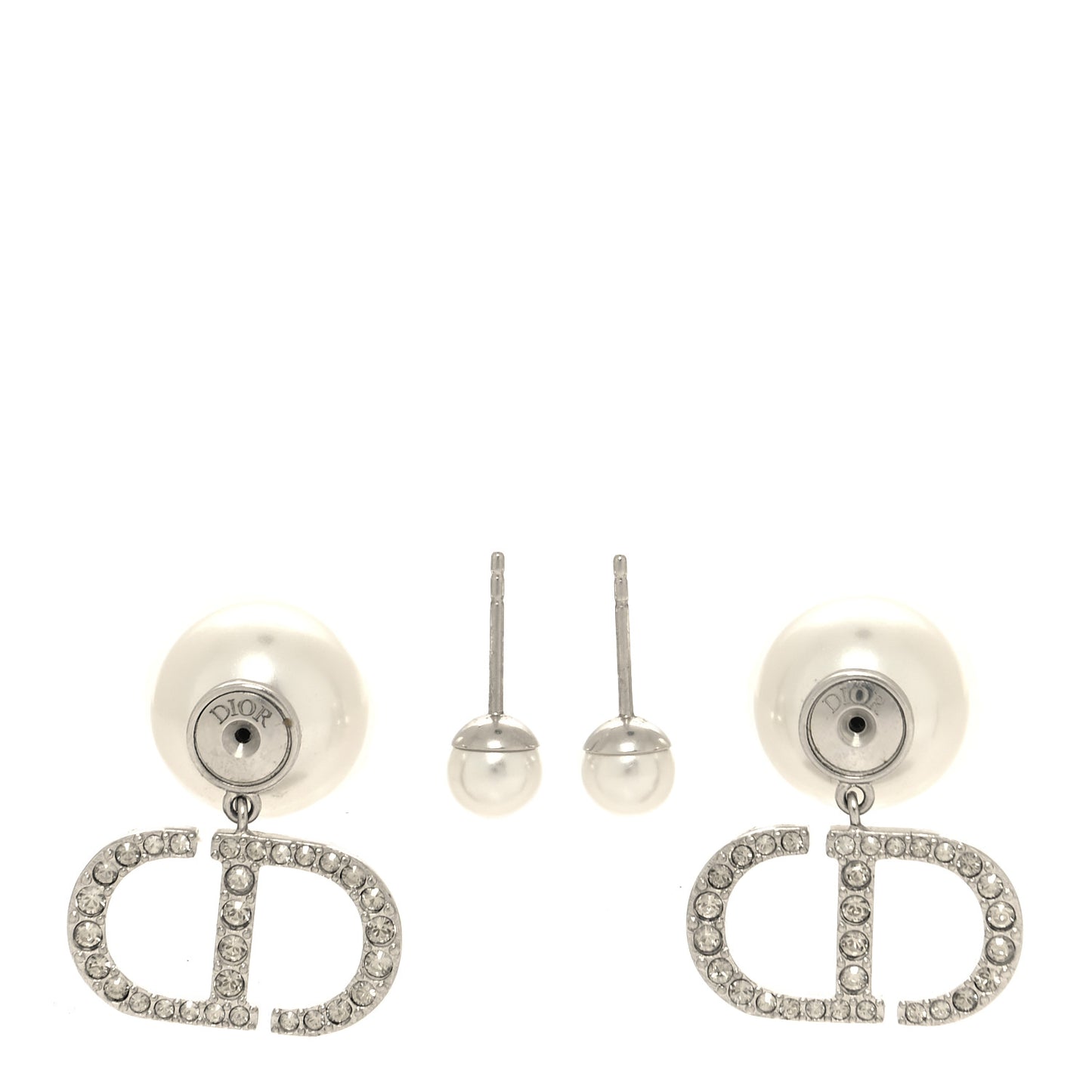 Pearl Crystal Tribal CD Drop Earrings Silver