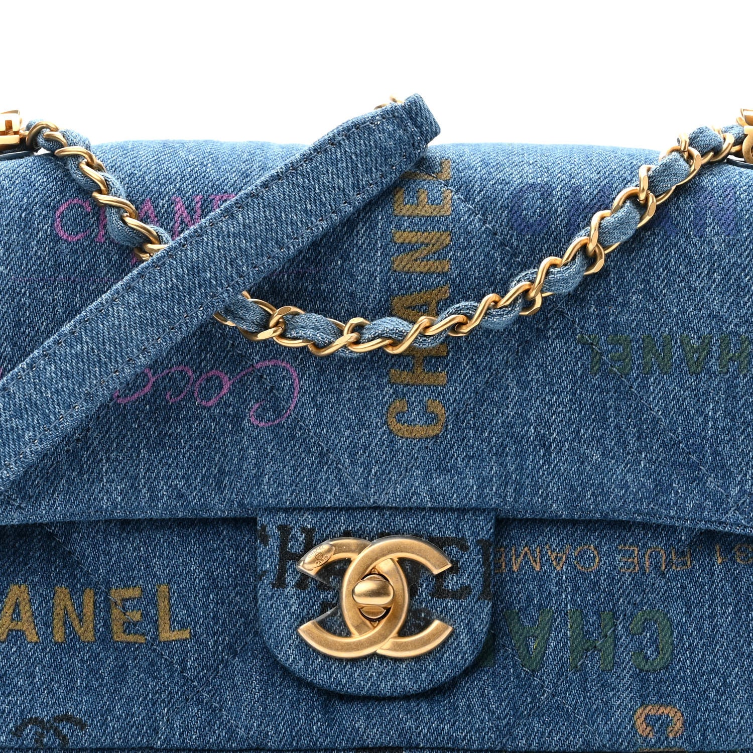 Chanel Denim Quilted Mini Denim Mood Rectangular Flap Blue Multicolor 8 of 11