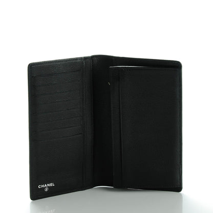 Chanel Goatskin Camellia Embossed Yen Wallet Black 5 of 8