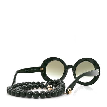 Chanel Acetate Round Chain Sunglasses 5489 Green 4 of 7