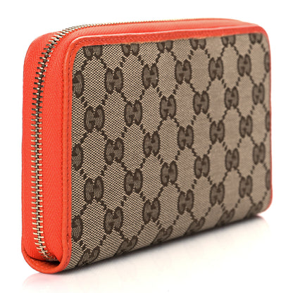 Gucci Monogram Dollar Calfskin Zip Around Wallet Beige Ebony Sun Orange 3 of 8