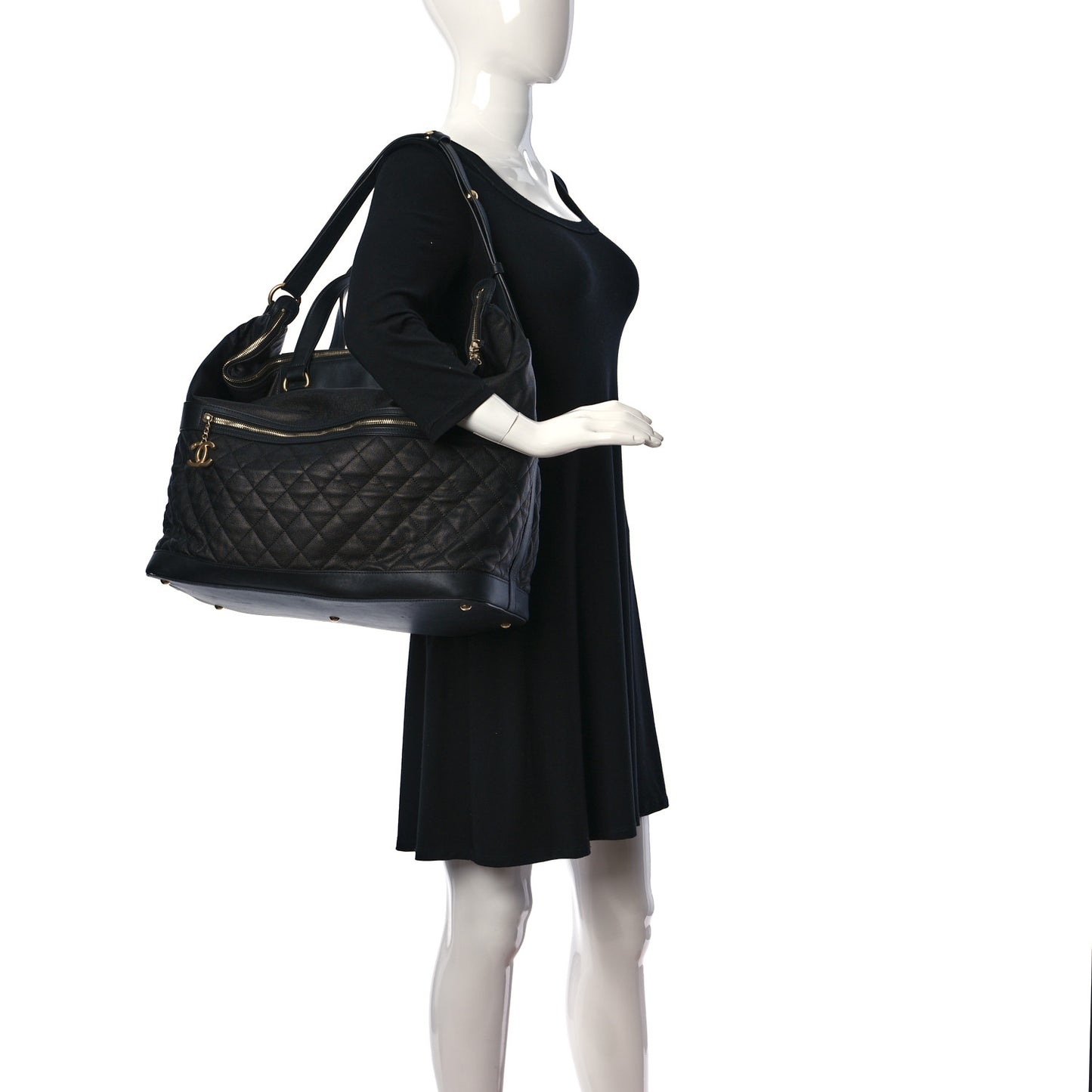Caviar Quilted Weekender Bag Black